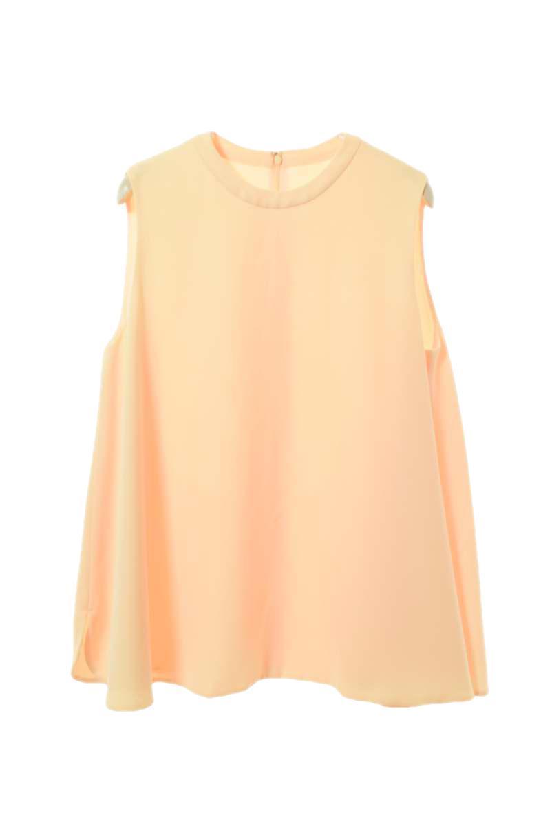 美品 ENFOLD ダブルサテン フレア ノースリーブトップス 38 ライトベージュ エンフォルド KL4CKBS217拍卖