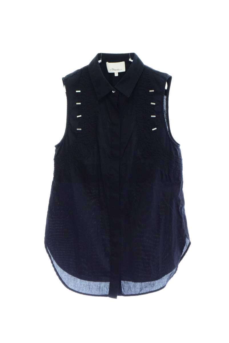 3.1 Phillip Lim 装飾 ノースリーブ シャツ 2 ネイビー スリーワン フィリップリム KL4CQHBC45拍卖