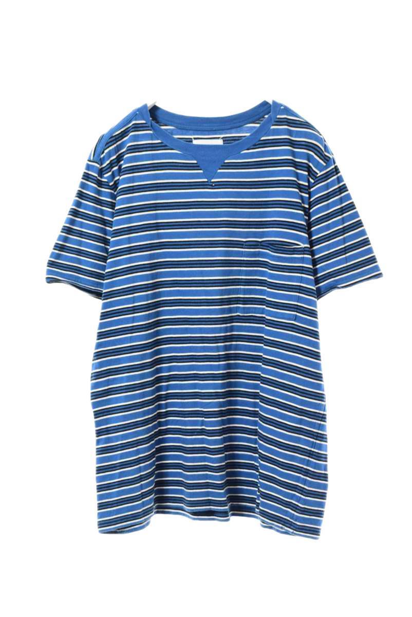 美品 TAKAHIRO MIYASHITA The SoloIst. ボーダー 胸ポケット Tシャツ 46 ブルー タカヒロミヤシタ ザ ソロイスト KL4CPUP233拍卖