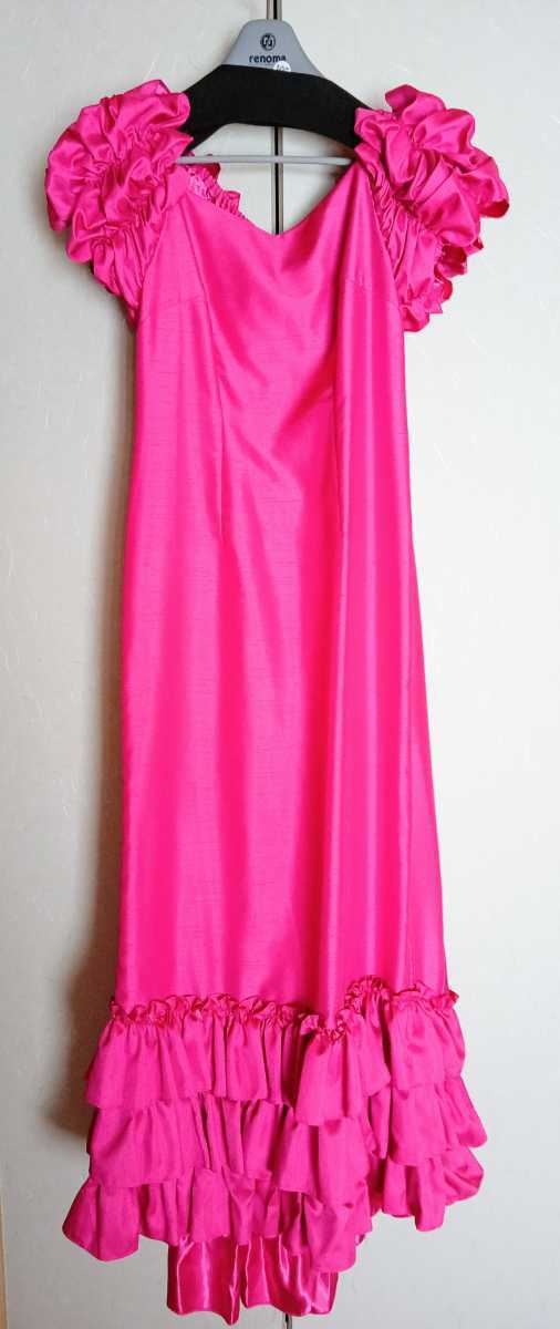 未使用 Mermaid Line フラダンス袖フリルロングドレス ピンク系拍卖