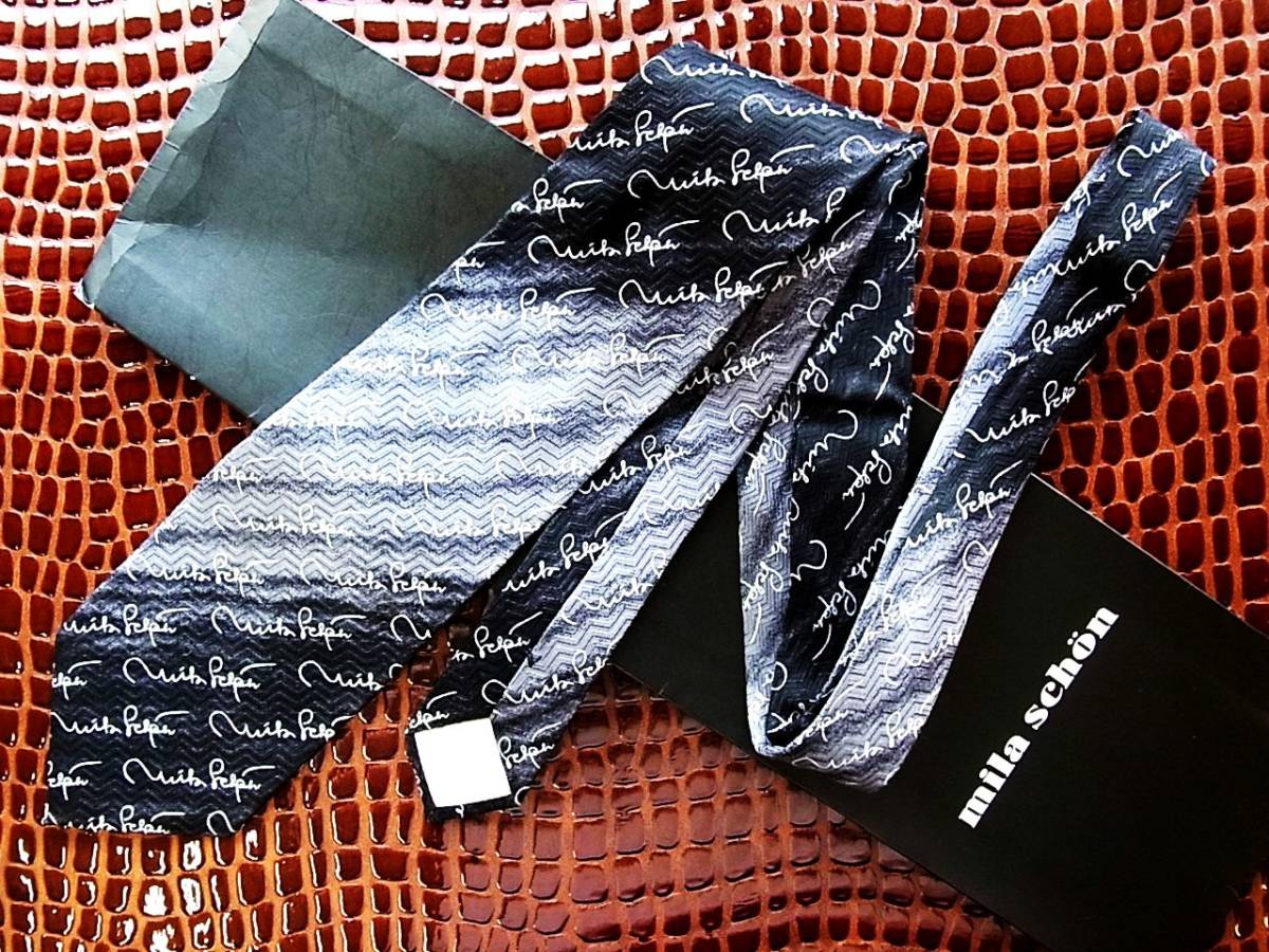 ○E942N●USED並●ミラショーン【総ロゴ】ネクタイ拍卖