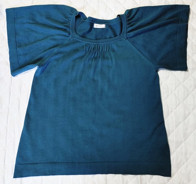 3Lサイズ GIVORS 半袖 チュニック ニット風 ビリジアン 緑系 秋冬拍卖