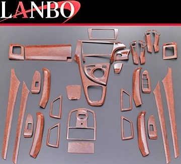 【M's】トヨタ プリウス 30系 ZVW30(2009y-2015y)LANBO製 3Dインテリアパネル 33ピースセット(茶木目調)//PRIUS 3代目 ランボ 室内パネル拍卖