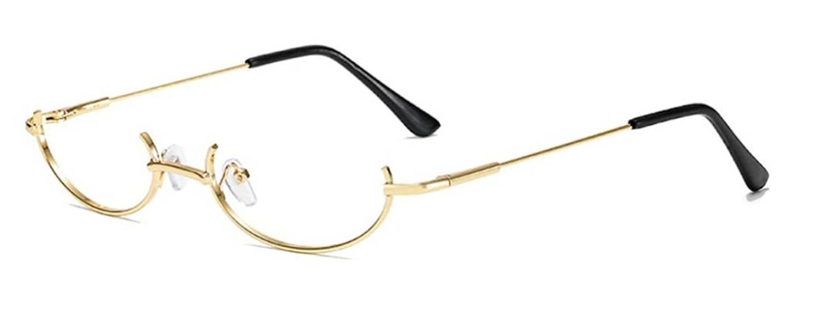 伊達メガネ 下フレーム ファッションメガネ 萌えメガネ レンズなし ゴールド拍卖