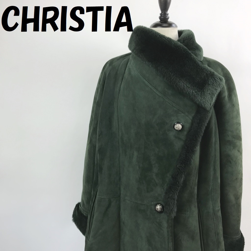 【人気】CHRISTIA/クリスティア ムートンコート MADE IN ITALY グリーン サイズ42 レディース/S3725拍卖