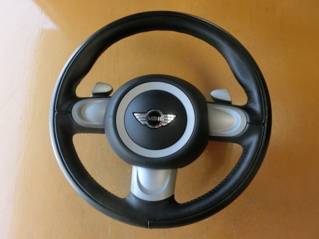 ミニ ハンドル 平成22年 ABA-MF16S ホーンパッド付 3本スポーク クーパーS 5.5万km BMW R56拍卖