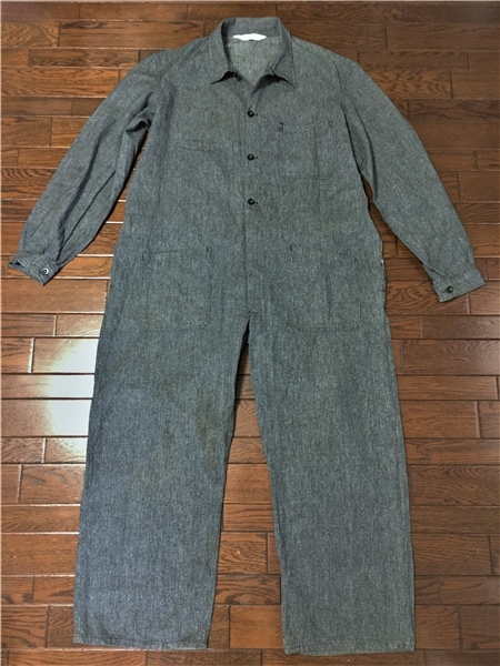 NOVACOST ユーロ ビンテージ ブラックシャンブレー ツナギ バックルバック 黒シャン つなぎ オールインワン 耳付き セルビッチ レア拍卖