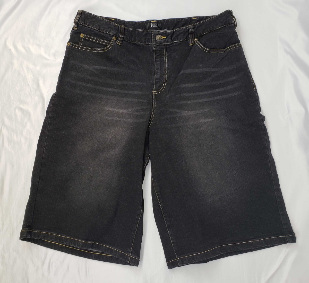 ap3254 □ 新品 ★ パンツ 4L 黒 ブラック デニム ダメージ加工 しわ加工 カジュアル お洒落 大きめ ハーフ丈 伸縮性 ストレッチ シンプル拍卖