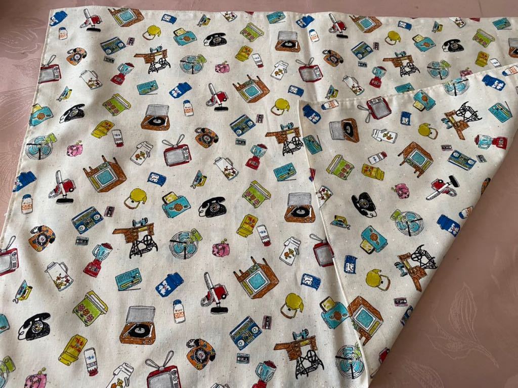 No.624 大判裏付ランチョンマット ハンドメイド 40x60 レトロ家電柄拍卖