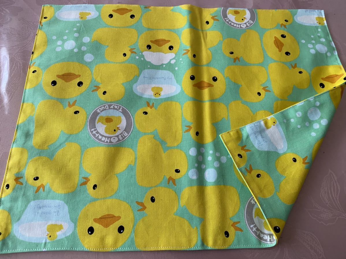 No.482 裏付ランチョンマット ハンドメイド 35x45 ヒヨコ柄 緑色拍卖