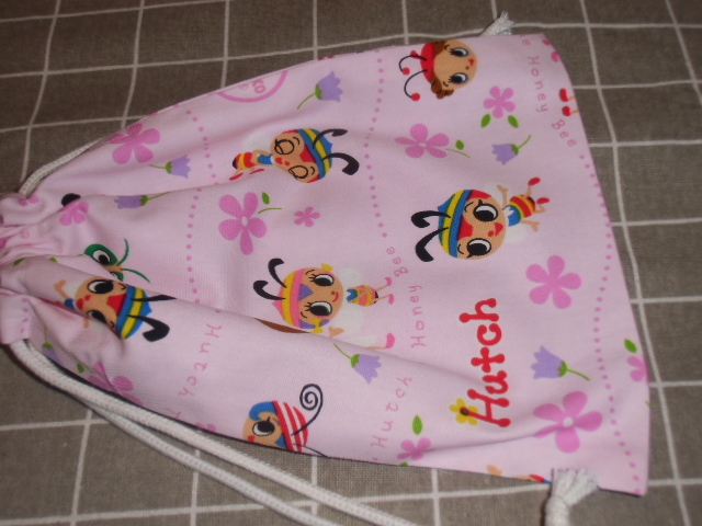 中27 巾着袋 小物入れ 給食袋 ハンドメイド ピンク ハチ拍卖