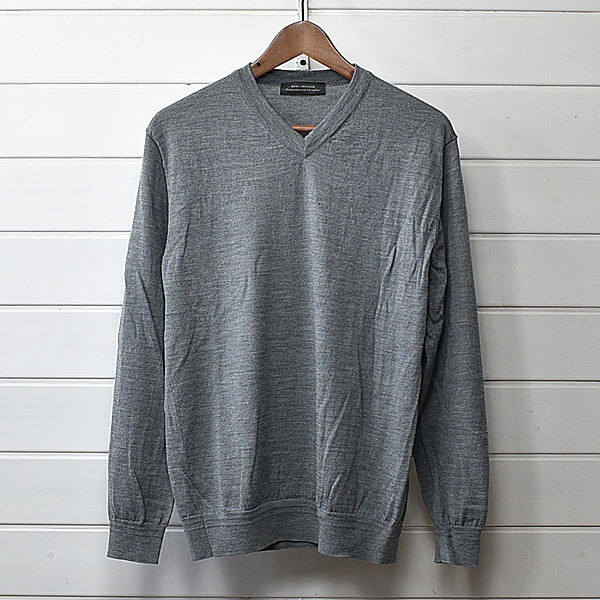 nano universe ナノユニバース Vネック セーター ニット グレー|22d0865拍卖