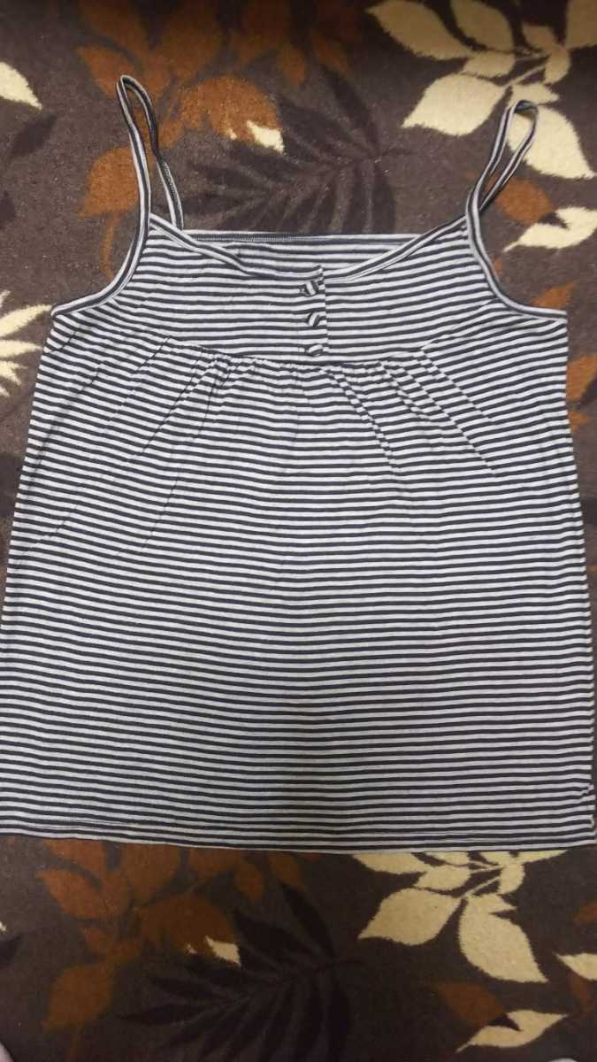 ★UNIQLO★ボーダー柄キャミソール 2枚セット★黒・茶 Mサイズ★ユニクロ★ 拍卖