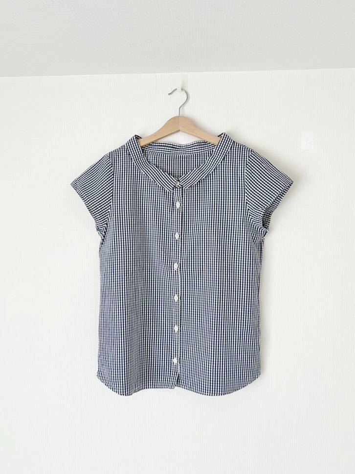 Unaca アナカ ギンガムチェック ブラウス シャツ アンシェヌマン フレンチスリーブ 半袖ブラウス拍卖