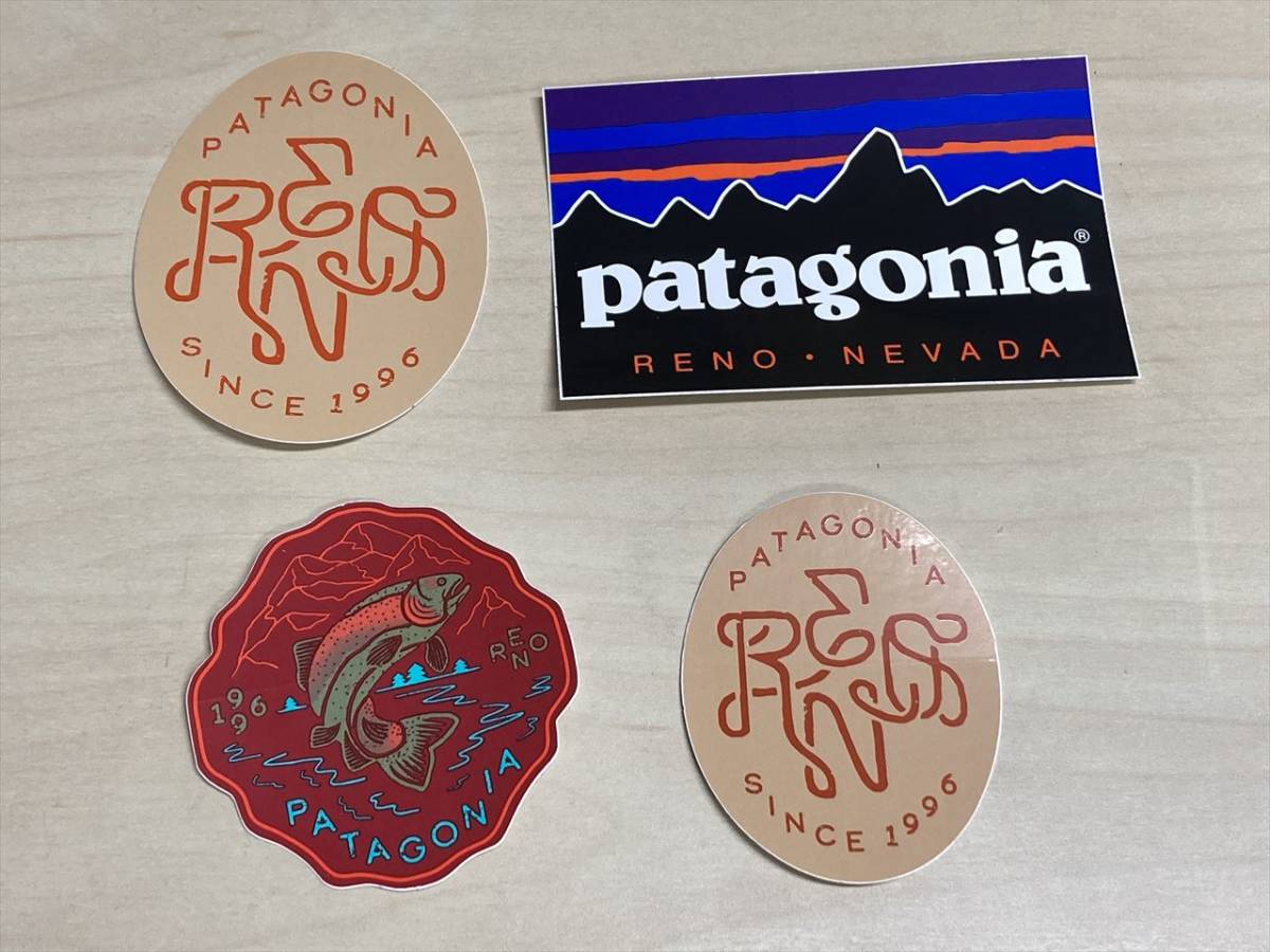 patagonia ロゴ ステッカー RENO 4枚セット 送料込み! パタゴニア シール アメリカ 米国 レア!! キャンプ アウトドア拍卖