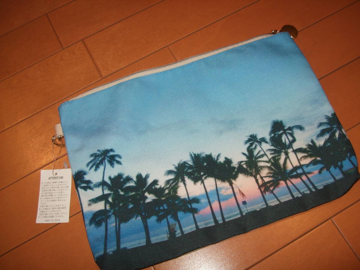 未使用送料込即決☆カリフォルニア風フォトプリント ビッグサイズポーチ拍卖