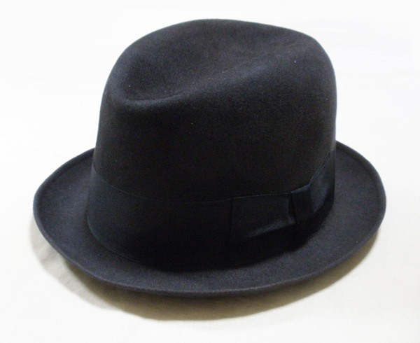 57cm【Borsalino/中折れハット】フェドラハット ヴィンテージ 50年代 60年代 ボルサリーノ 50's 60'sイタリア フェルト 帽子 古着拍卖