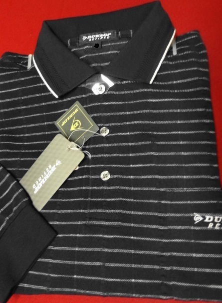 新品 DUNLOP  長袖 ポロ L 紺系ボーダー柄 カノコ ゴルフ/PAPA レターパック拍卖