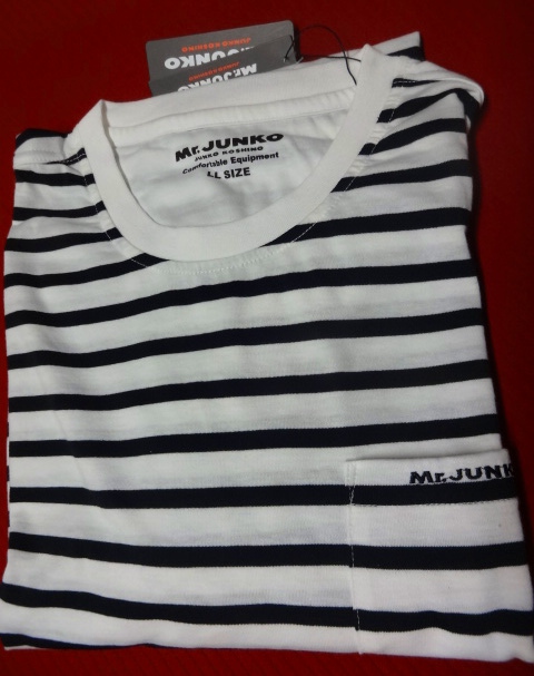 新品 Mr.JUNKO  長袖 Tシャツ LL モノトーン系ボーダー  /PAPA レターパックライト拍卖