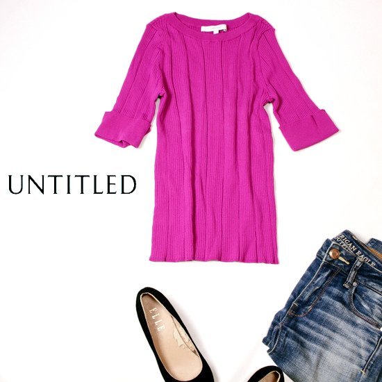 ☆☆ 美品 UNTITLED アンタイトル ☆☆ 綺麗め レーヨンストレッチ リブニット プルオーバー 2号 春 夏 22A04拍卖