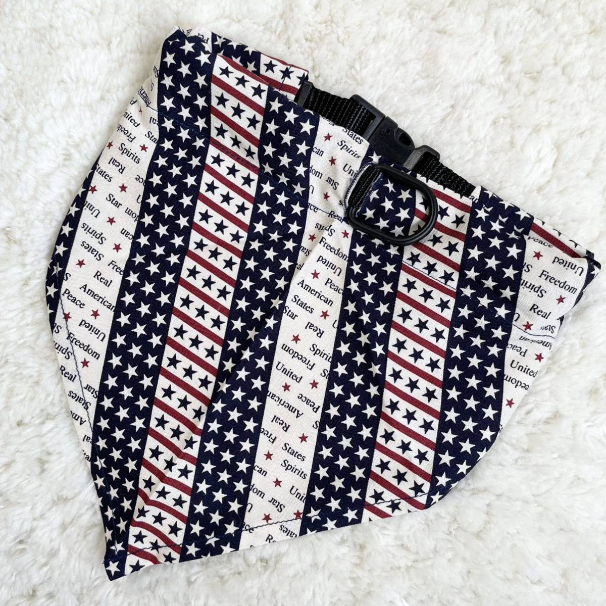 ★同梱お得★バンダナ付きワンタッチ首輪・中型犬-№7・カントリー柄・ブルー♪拍卖