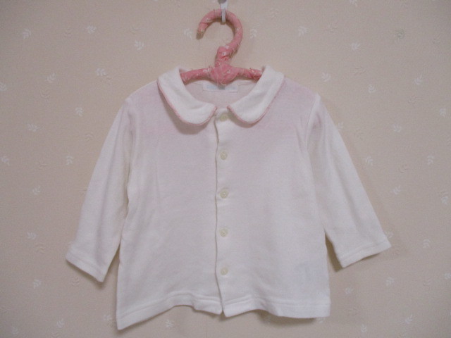 Ω ベベ bebe Ω★ 可愛い長袖ブラウス ★ 70㎝ オフホワイト 20427拍卖