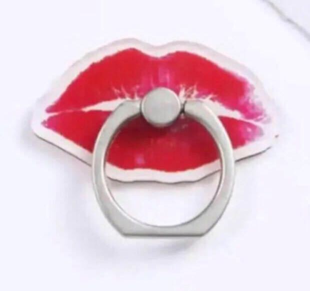 バンカーリング スマホリング キスマーク 唇 くちびる キス スマホスタンド拍卖