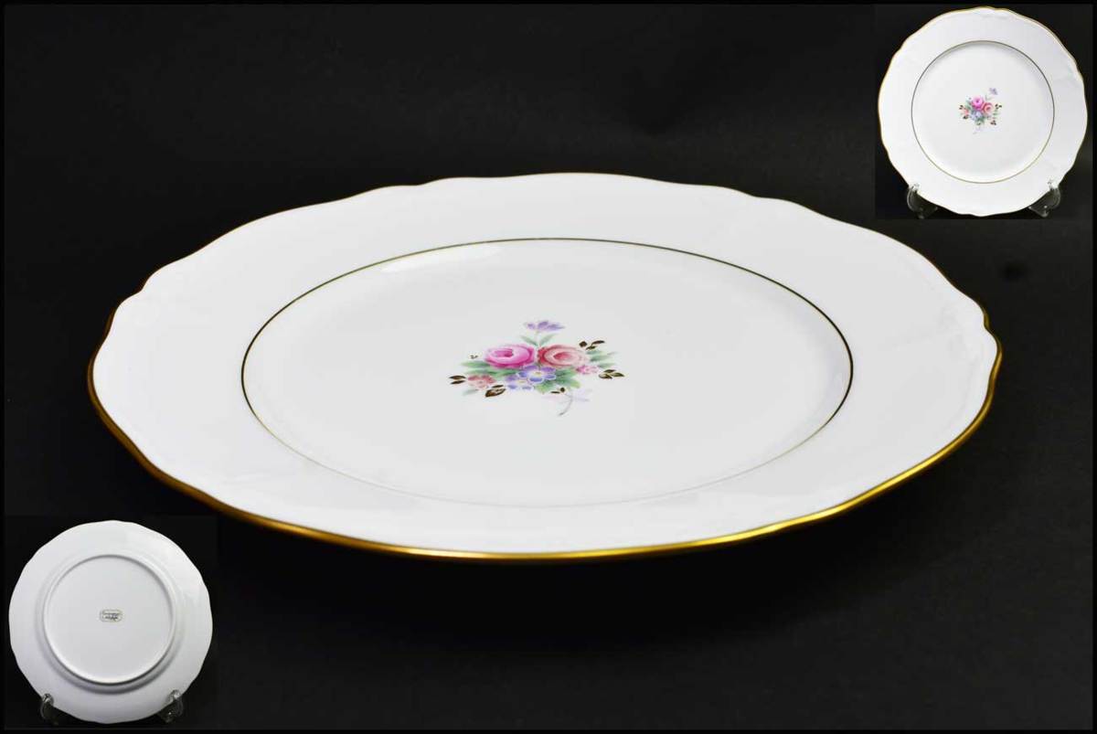 ●●y627●ノリタケ コンテンポラリー FINE CHINA 縁金彩 花柄 エレガント プレート 23.6cm●●拍卖