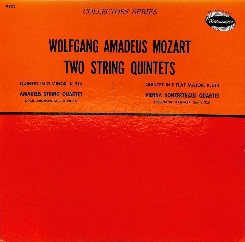 T0132 AMADEUS / VIENNA KONZERTHAUS / Mozart: Quintet In G Minor / E Flat Major(LP)拍卖