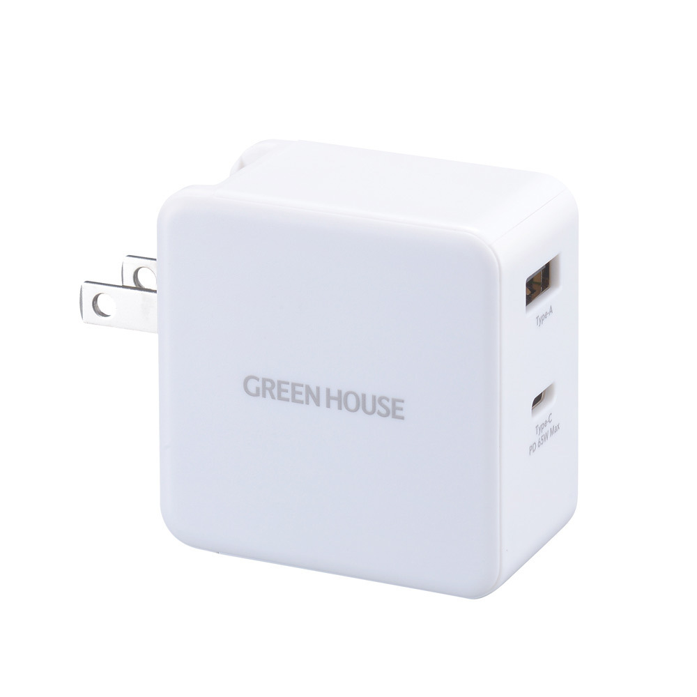 AC-USBアダプタ AC-USB充電器 2ポート 65W Type-A&C GaN グリーンハウス GH-ACU2GBC-WH/0496拍卖