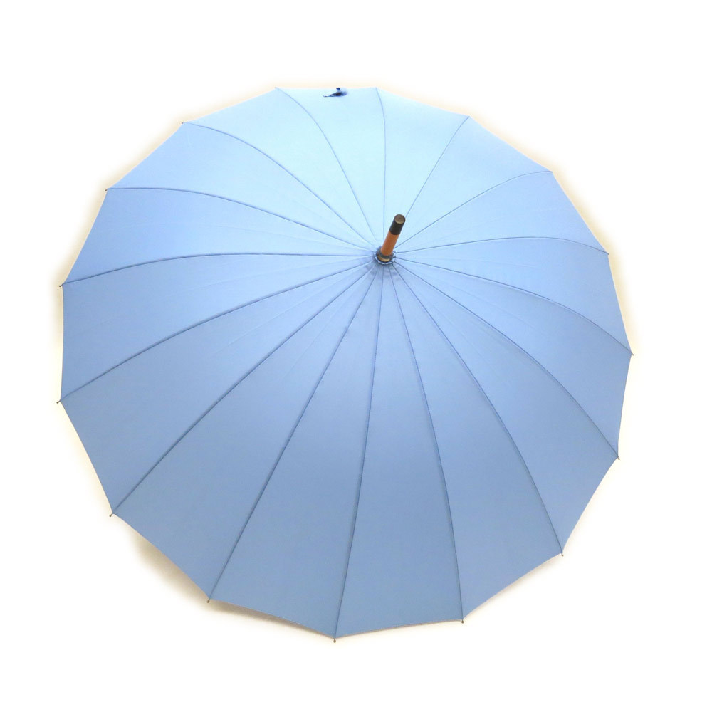 同梱可能 ジャンプ傘 和傘 16本骨 ポンジー #530 直径94cmのワイドサイズ ライトブルー(空)x1本拍卖