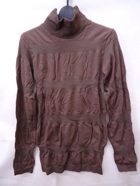 【KCM】eti-76-S/M★タグなし新品★【INTIMIDEA/インティミディア】レディース リブ切替 長袖カットソー サイズ S/M ブラウン系 拍卖