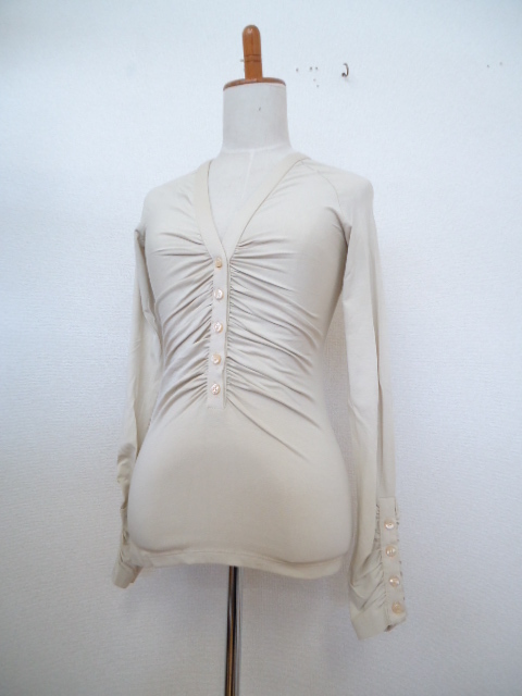 【KCM】eti-96-L★新品★【NORTHLAND/ノースランド】レディース Vネック 長袖カットソー サイズ L ベージュ系 拍卖