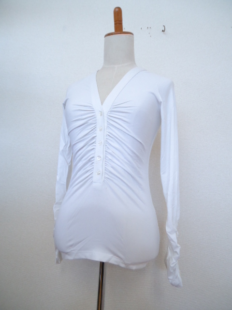 【KCM】eti-97-M★新品★【NORTHLAND/ノースランド】レディース Vネック 長袖カットソー サイズ M ホワイト拍卖