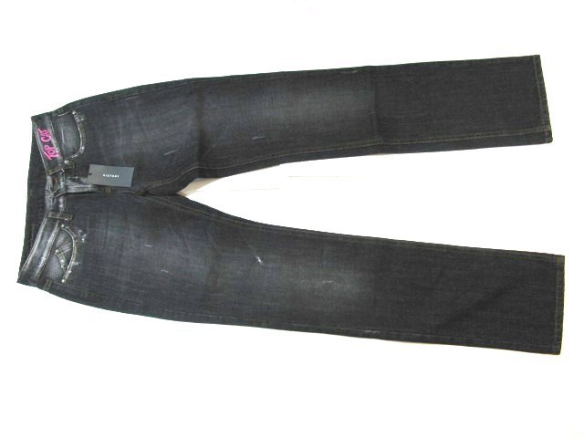 【KCM】MATO-257★新品★【HISTORY】レディース ダムージ加工 デニムパンツ ジーンズ サイズ 25 ブラック系 イタリア製拍卖