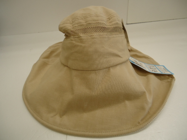 【KCM】hat-37★未使用★遮熱帽子 リボン付き おしゃれハット UVカット Sサイズ ベージュ 婦人 レディース拍卖