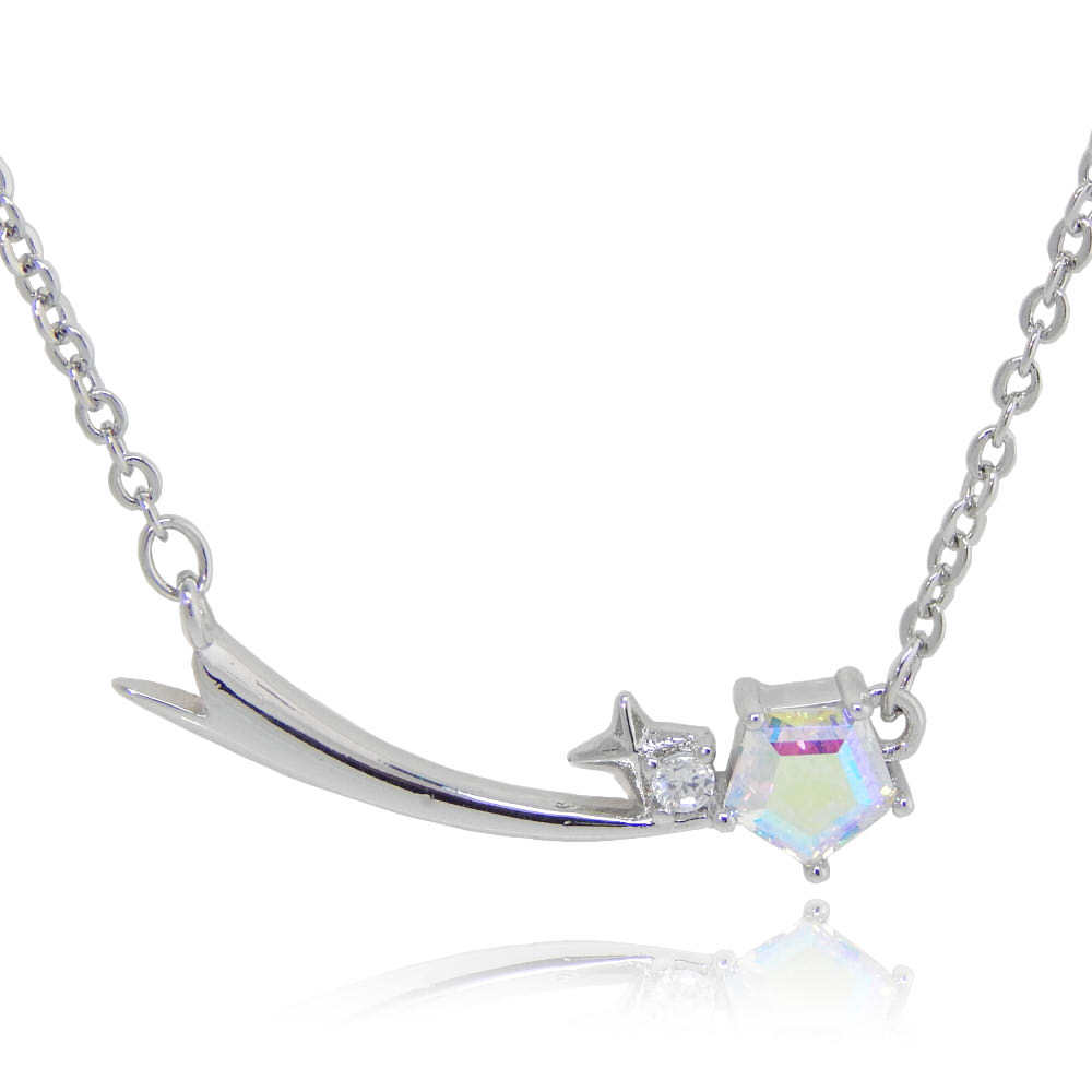 新品★送料無料 虹色 ジルコニア 流れ星 CZダイヤモンドネックレス レディースペンダント シルバー925 プラチナ仕上 刻印有 アクセサリー拍卖