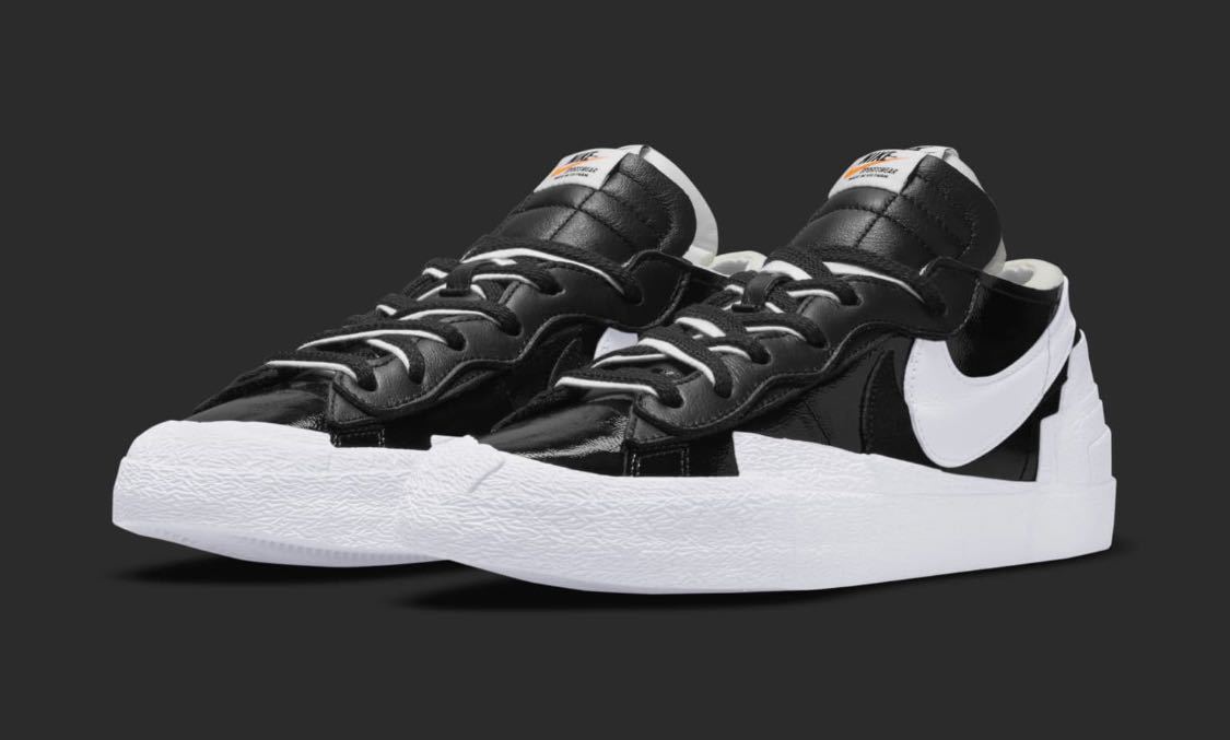 28.0㎝ NIKE Sacaiブレーザー blazer Low Black Patent Leather ブレザー ブラック パテント拍卖