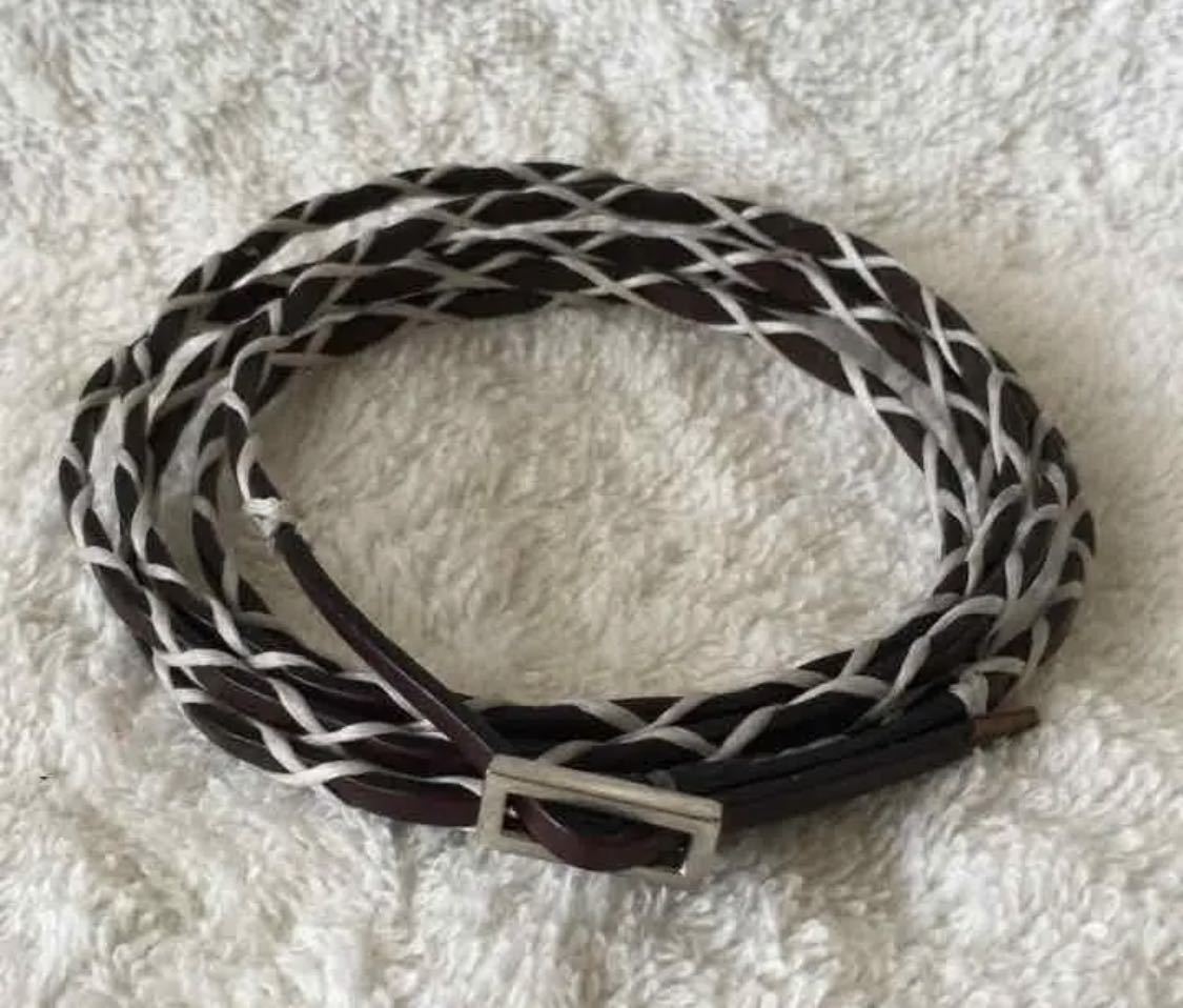 新品 レザー ブレス 6重巻き 焦げ茶 ぐるぐる巻きブレス拍卖