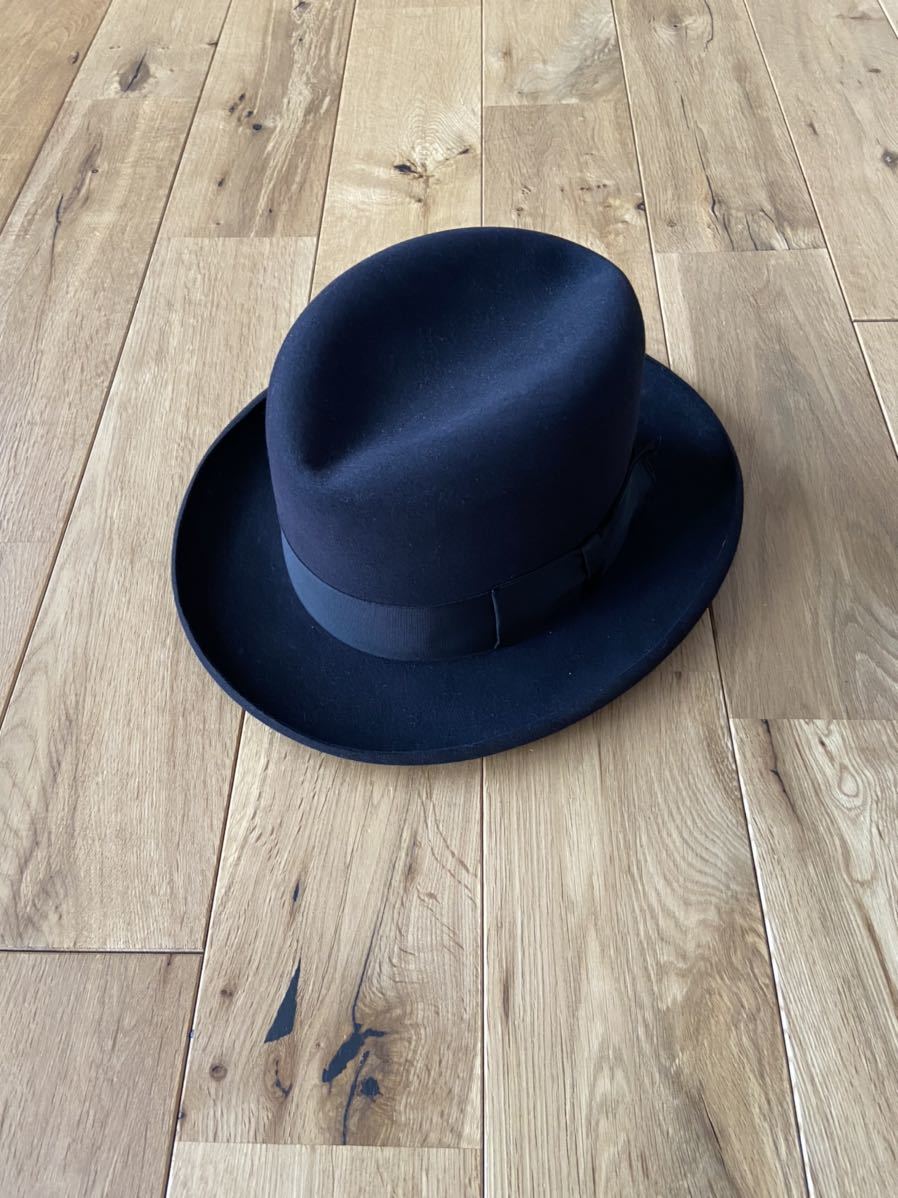 スペシャル ビンテージ ステットソン ロイヤルデラックス 50年代 50s stetson size7 1/4 ホンブルグハット 黒 vintage フェドラハット 拍卖