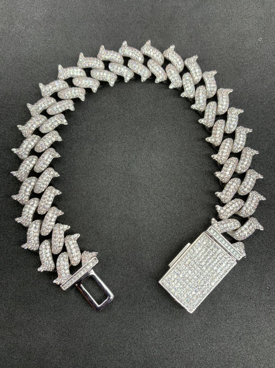 シルバー トゲトゲ!ワイルド!ブレスレット マイアミ チェーン ブリンブリン拍卖