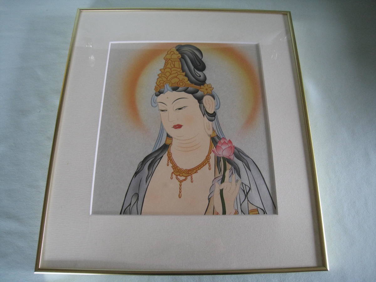 ☆色紙額 観音像 特別な印刷 拍卖
