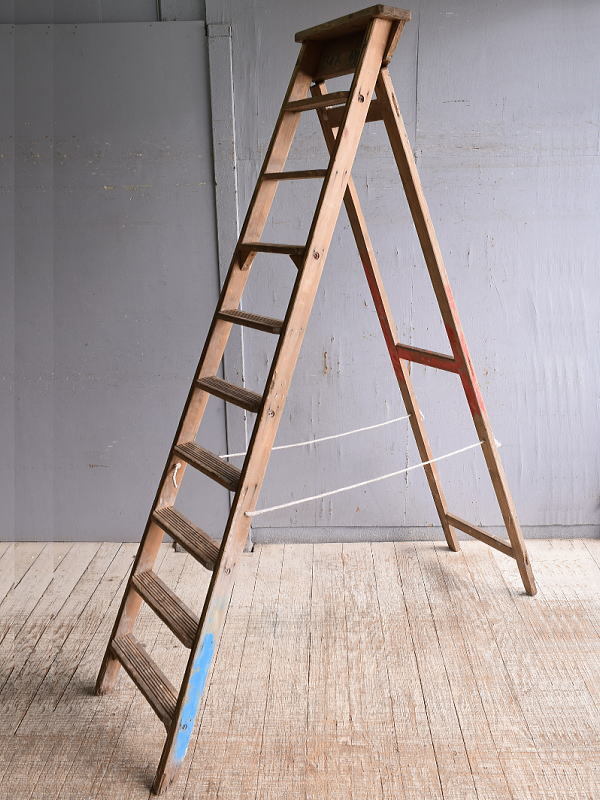 イギリス アンティーク ステップラダー 脚立 ディスプレイ 10856拍卖