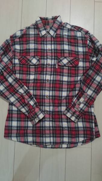 ◯ 古着 Hanes ヘインズ チェック柄 長そでシャツ サイズL 長袖シャツ レッド×ホワイト×ブラック×グリーン 訳有 tora メンズ 男性拍卖