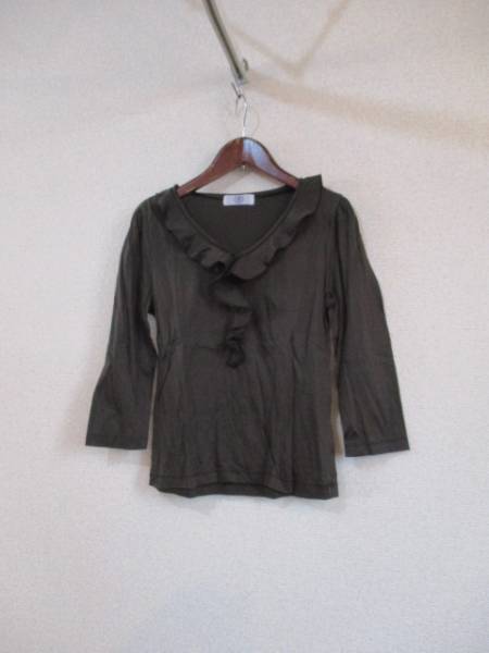 JPRESSカーキフリル付7分袖カットソー(USED)41017)拍卖