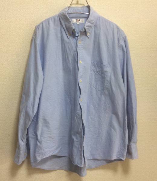 VANJAC ヴァンジャック◇長袖シャツ ボタンダウン 43 淡いブルー ビックサイズ拍卖