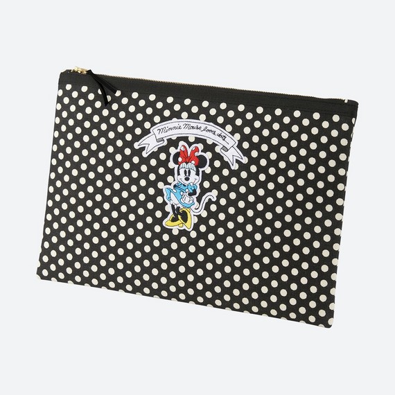 ユニクロ ディズニーミニーマウスラブズ ドットクラッチバッグ ホワイトドット拍卖