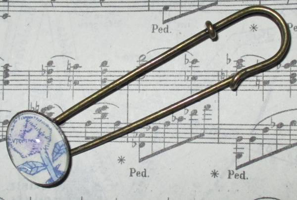 *リバティ Sleeping Rose スリーピングローズ 5 カブトピン*ストールピン キルトピン 皆川明さんデザイン柄 スカーフピン拍卖