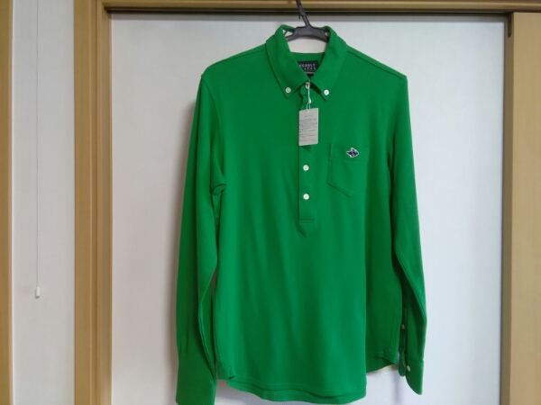 正規品 識別タグ付き パーリーゲイツ 長袖鹿の子 ボタンダウンポロシャツグリーン サイズ4拍卖