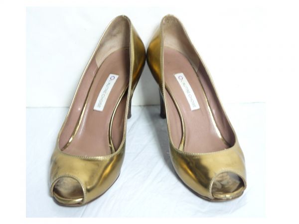 ロートレショーズ L'AUTRE CHOSE パンプス オープントゥ 金色 36 23.0cm イタリア製 E689-63拍卖